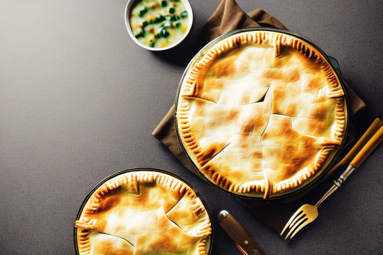 A classic chicken pot pie with a golden-brown crust