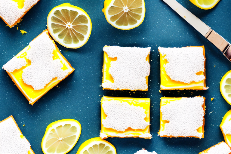 A plate of lemon bars with a vintage 1980s feel