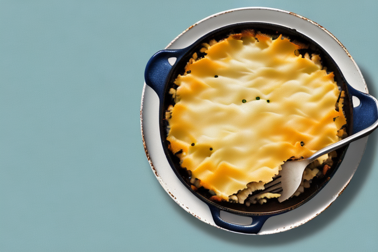 A classic shepherd's pie dish with a 1940s aesthetic