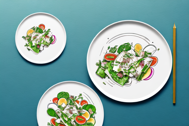 Two side-by-side plates of salad