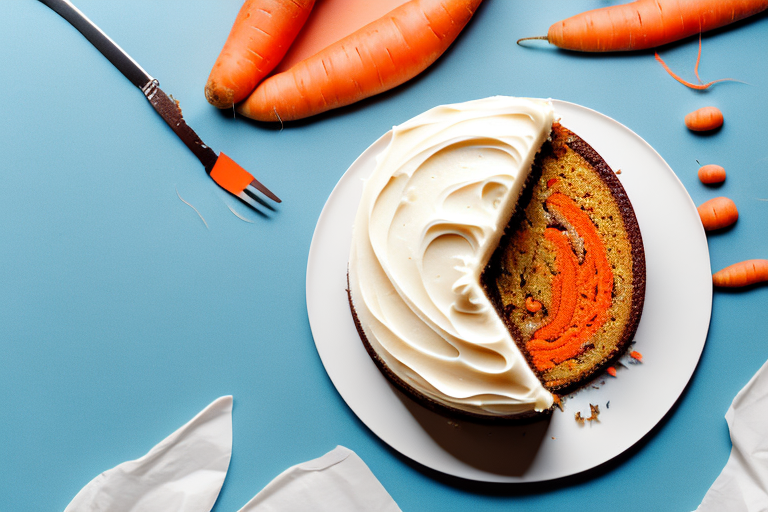 A traditional carrot cake with a slice cut out