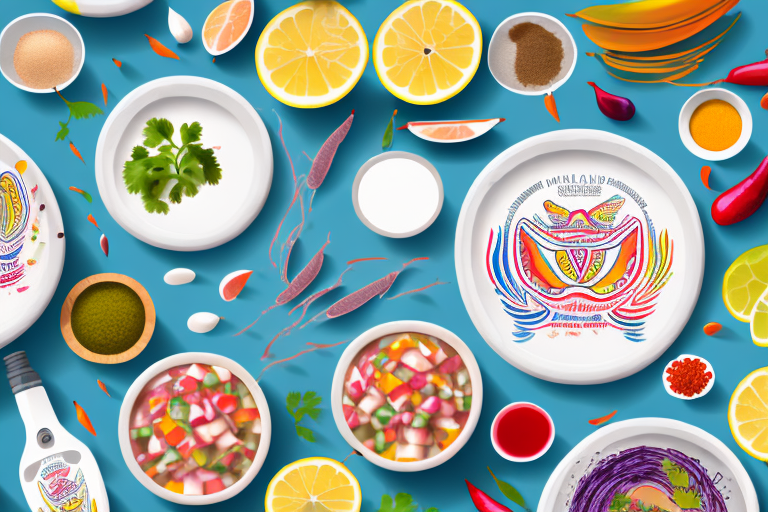 A colorful array of ingredients used to make traditional peruvian ceviche