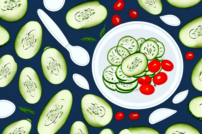 A bowl of tzatziki with cucumbers