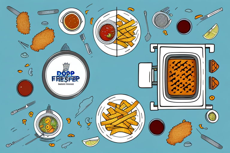 A deep fryer with fish and chips cooking inside