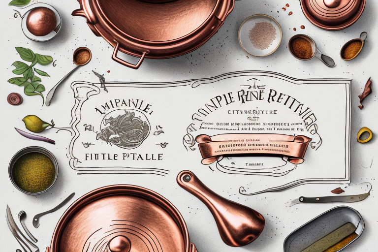 A french copper pot filled with ratatouille ingredients