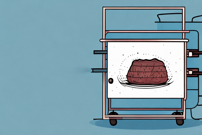 A beef tenderloin roasting on a rack in an oven