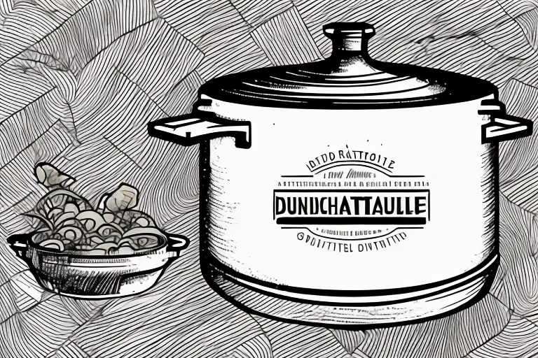 A dutch oven filled with ratatouille