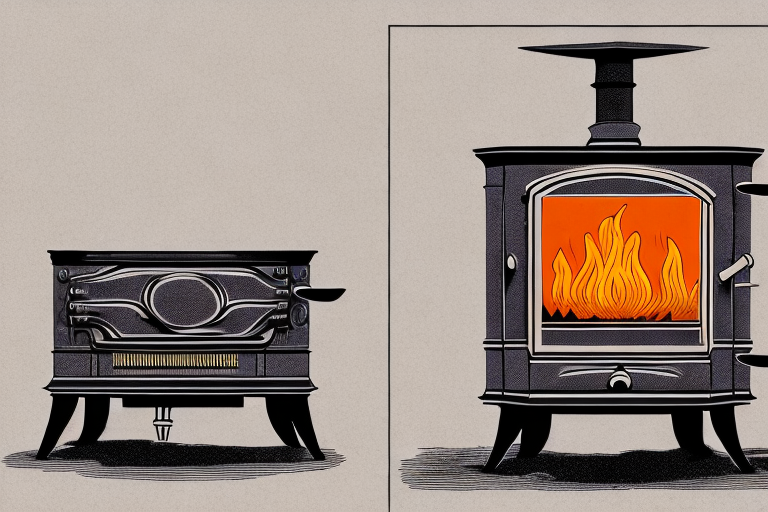 An antique wood-burning stove being restored