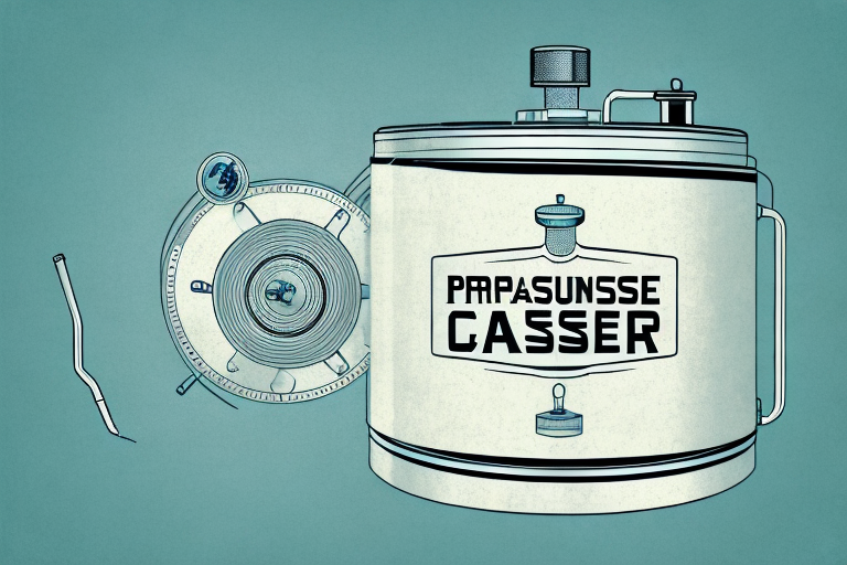 A vintage pressure canner with its parts labeled