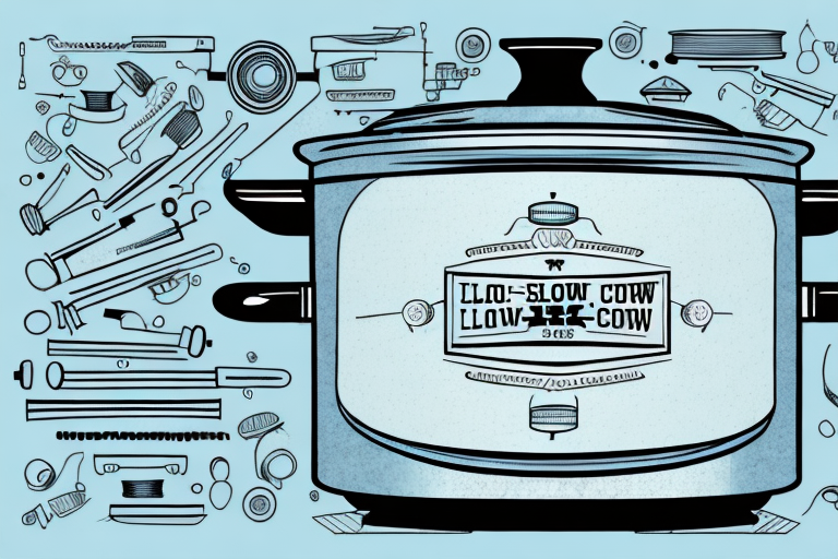 An old-fashioned slow cooker with a few of its parts visible