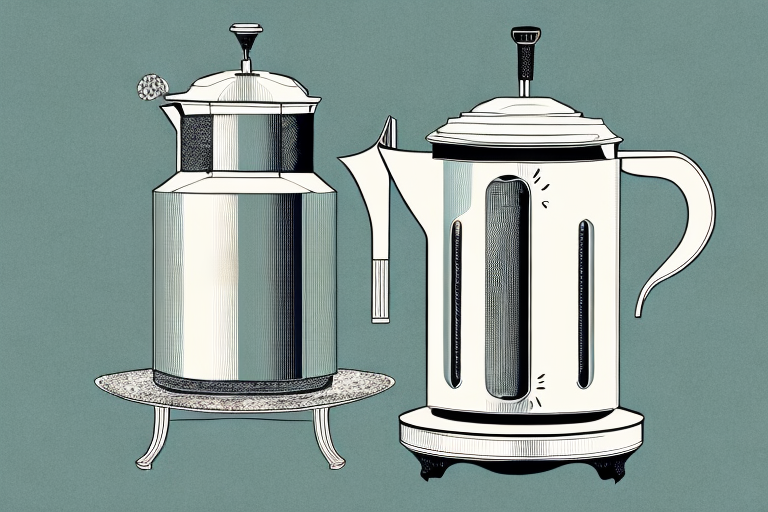 A vintage coffee percolator with all its components