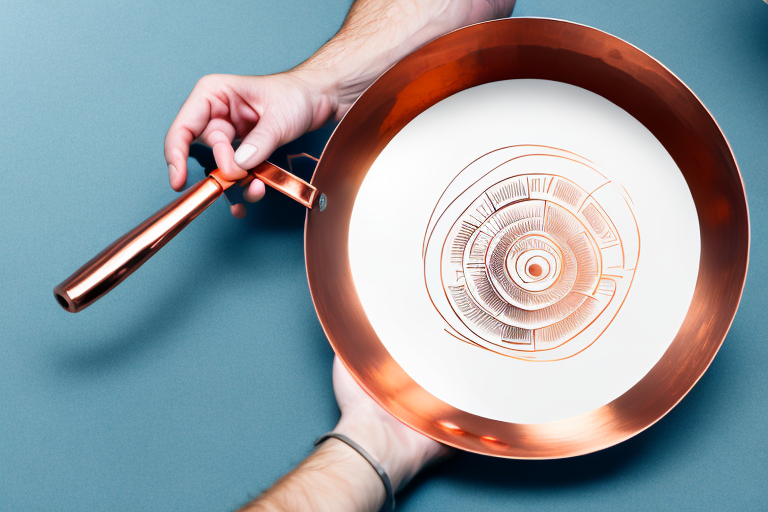 A copper skillet being polished and maintained