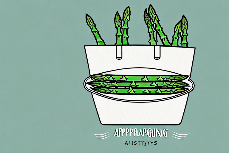 A steamer basket with asparagus inside