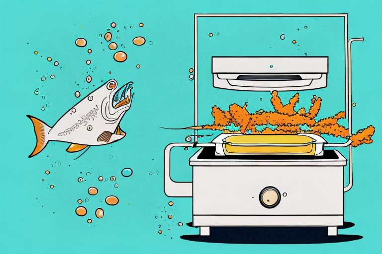 A deep fryer with fish being fried in it
