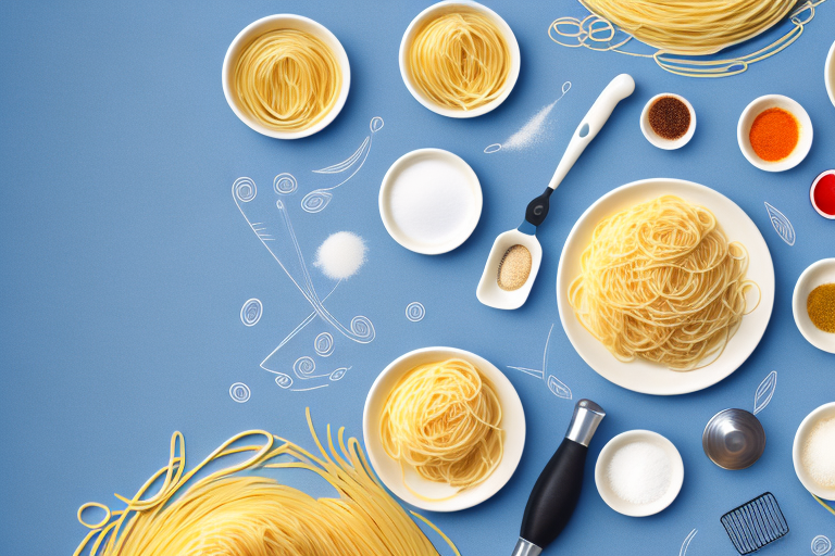 A pasta maker and ingredients used to make spaghetti carbonara
