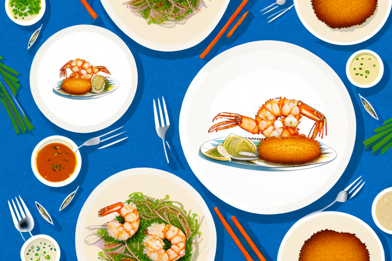 A plate with two different seafood dishes